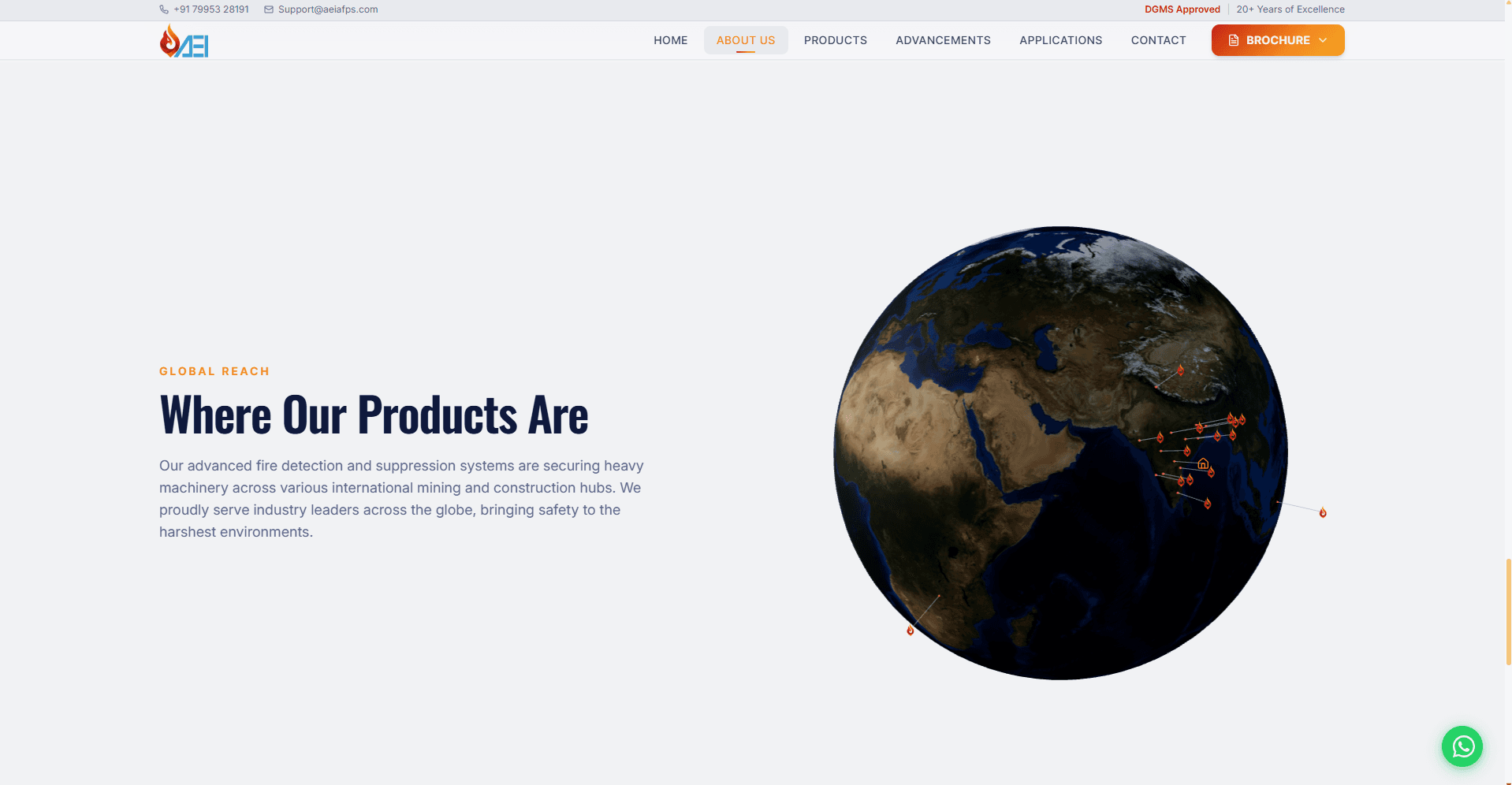 AEI AFPS – DGMS-Approved Fire Detection & Suppression Website screenshot 1