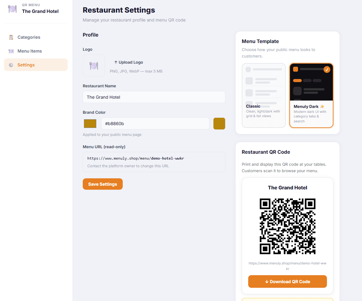 Menuly – QR Digital Menu Platform for Restaurants & Hotels screenshot 5